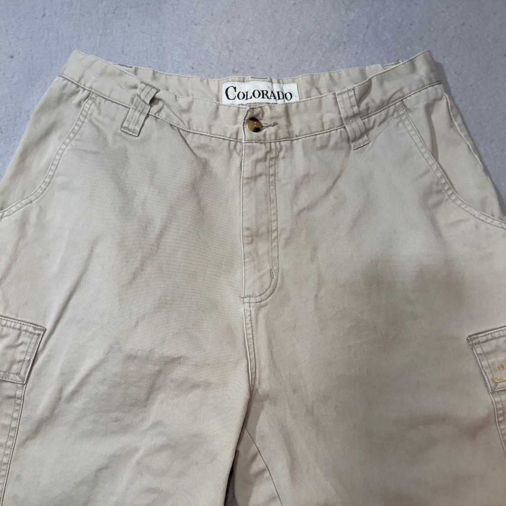 Colorado Mens Khaki‎ Cotton Cargo Shorts Size 34 Utility Workwear Tan 1286